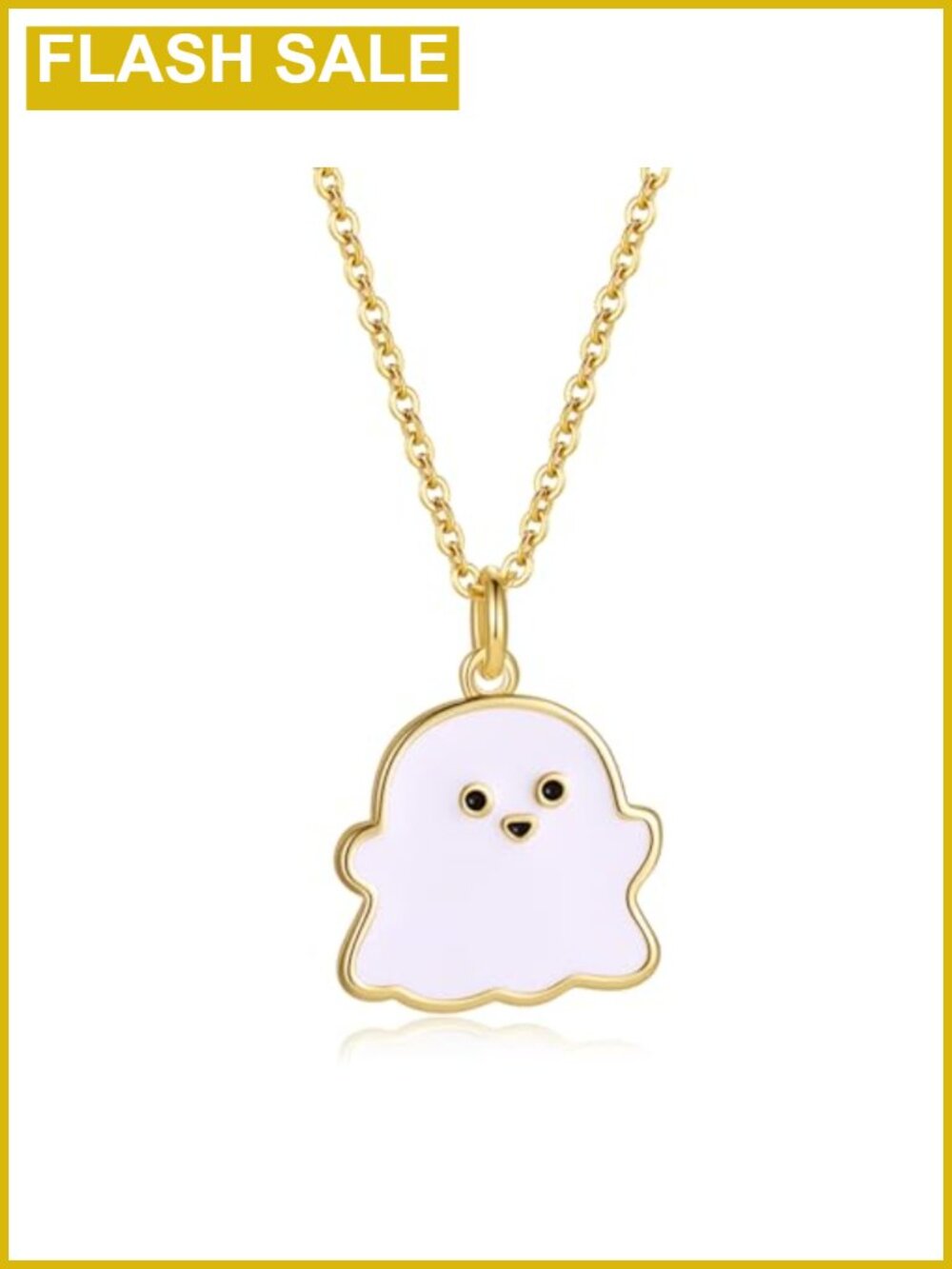 14K Gold Plated Ghost Pendant Necklace Adjustable Halloween Jewelry Gift